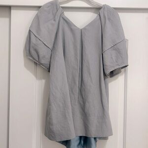 Korean puff sleeve cute gray top